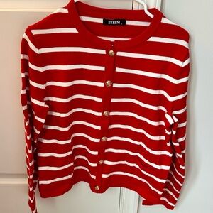 Red and White Striped Cardigan